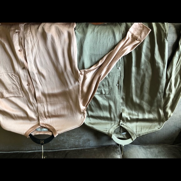 Set of Vince Silk Blouses xs /s green blush - Picture 6 of 7